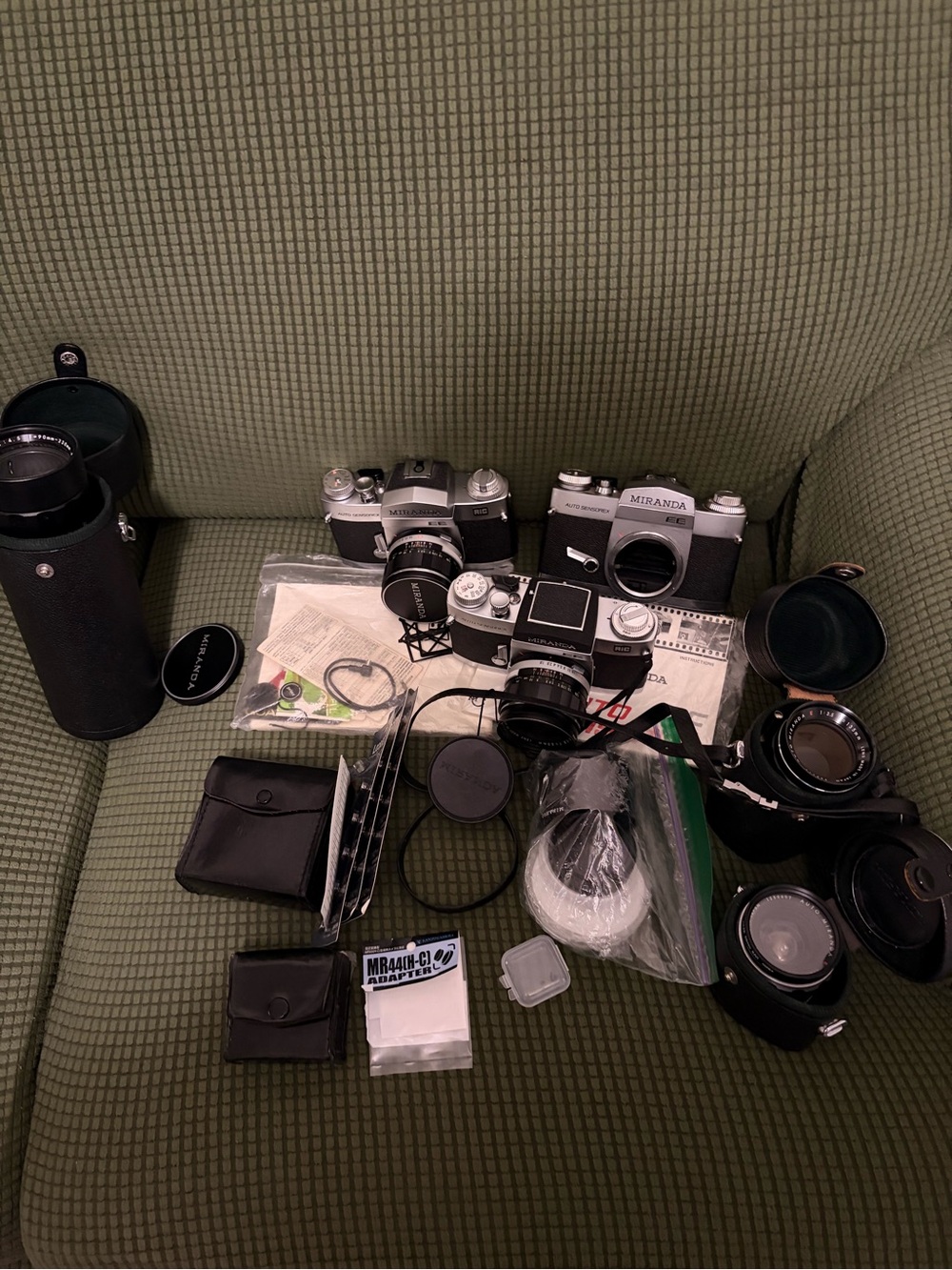 Miranda Auto Sensorex EE Vintage 35mm SLR Film Camera, Silver, with many extras